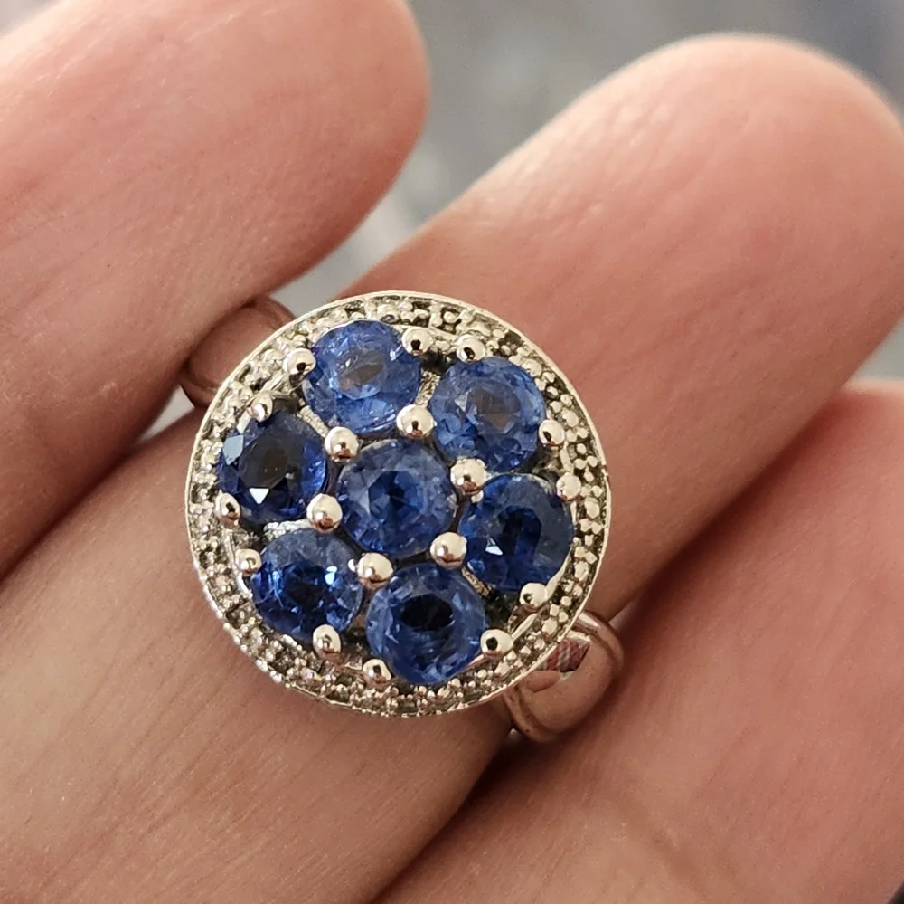 Elegant Silver and Blue Gemstone Ring 925 real silver - Picture 6 of 8